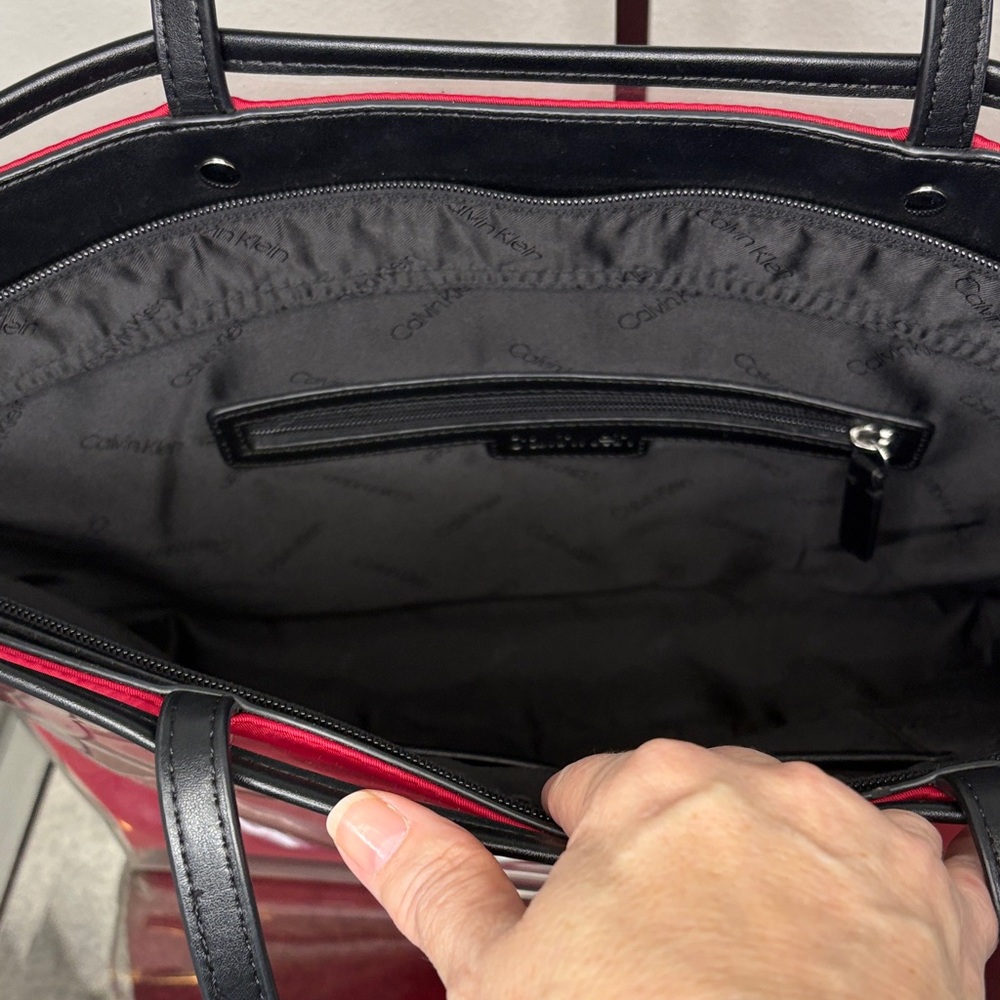 Calvin Klein Mallory Clear Red and Black Tote - Picture 4 of 15